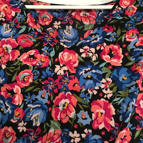 ONLY Floral Long Sleeve Top Blouse XL Blue Pink Green Patterned - Picture 5 of 14